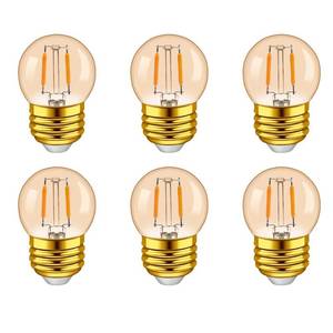 lot 6466 image: G40 E26 1W Low Wattage LED Bulbs Vintage Small Globe Filament Nightlight 10 Watt Edison Style Amber Bulb, 2200K Warm White Non Dimmable, 6Pack