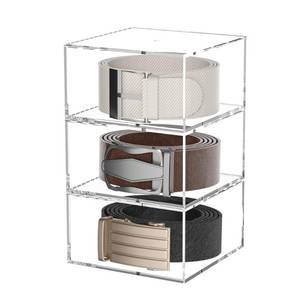 lot 6473 image: Hongtuocb 3 Layers Clear Square Acrylic Belt Organizer for Closet, Belt Holder for Accessories, Scarves, Ties, Jewelry, Bracelets-Space-Saving Storage Solution
