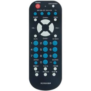 lot 6477 image: RCR503BR sub RCR503BE RCR503BZ 3-Device Palm-Sized Universal Remote Control fit for TV DVD or VCR Satellite Receiver Cable Box Digital TV Converter