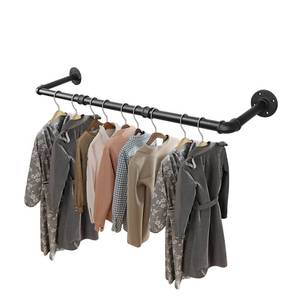 lot 6482 image: Livabber Industrial Pipe Clothes Rack, Heavy Duty Detachable Iron Garment Rack Wall Mounted, Rustic Saving Space Clothes Bar Multi-Purpose Hanging Rod for Bedroom, Closet, Black (36 Inch)
