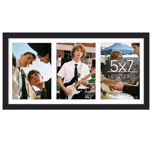 lot 6492 image: upsimples 8x16 Collage Picture Frame, Display Pictures 3 5x7 with Mat or 8x16 Without Mat, Wall Hanging 3 5x7 Picture Frame Collage Wall Decor, Black, 1 Pack