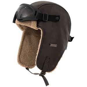 lot 6494 image: Peicees Vintage Aviator Hat and Goggles Waterproof Leather Trapper Hat with Ear Flaps Pilot Costume for Adult Ski Goggles Brown
