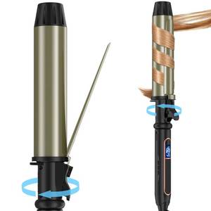 lot 9288 image: Curling Iron - Professional Manual Salon Rotating 1.75 Inch Hair Curler, Multi-Level Temperature Adjustment Crimper Hair Tool,Styling Tool for Long & Short Hair (Black, 1 34 inch)