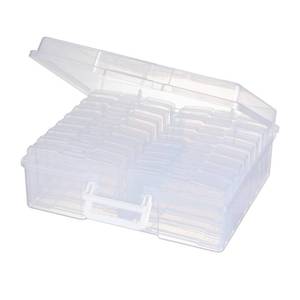 lot 9290 image: novelinks Transparent 4 x 6 Photo Organizers and Photo Storage Box with Handle, 16 Inner Photo Cases, Portable Picture Organizers & Photo Storage Containers (Clear)