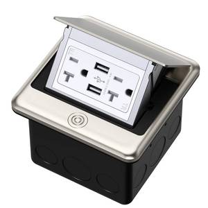 lot 10347 image: KYHSHJ 4.8A USB Chargers Pop Up Floor Waterproof Electrical Outlet Receptacle Stainless Steel Box(Stainless Steel Color)