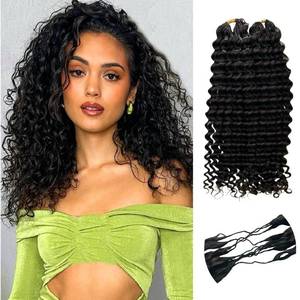 lot 10359 image: Knotless Pre-Separated Water Wave Human Hair Feather Crochet Hair Extensions Lightweight Reusable Crochet Hair Extensions Natural Color 14inch 120g