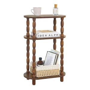 lot 11228 image: MaxSmeo Small Narrow Side Table, 3-Tier Narrow End Table with Storage, Skinny Side Table Nightstand for Small Space, Bedrooms, Living Room (Rustic Brown)