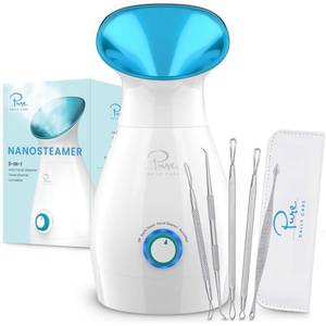 lot 11229 image: Pure Daily Care NanoSteamer Large 3-in-1 Nano Ionic Facial Steamer with Precise Temp Control - Humidifier - Unclogs Pores - Blackheads - Spa Quality - Bonus 5 Piece Stainless Steel Skin Kit (Teal)