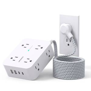 lot 11237 image: Surge Protector Power Strip 15 Ft Long Cord, HANYCONY Extension Cord 15 Feet with 8 Outlets 4 USB Ports(2 USB C), Flat Plug, Desk Charging Station for Home Office College Dorm Room Essentials