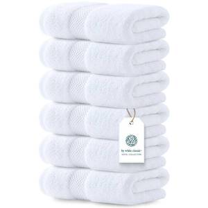 lot 11241 image: Luxury White Hand Towels - Soft 100% Turkish Cotton  Highly Absorbent Hotel spa Bathroom Towel Collection  16x30 Inch  Set of 6