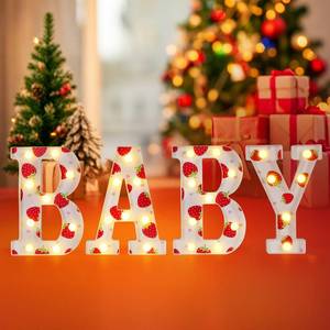 lot 11246 image: Strawberry Baby Shower Decorations for Girl,A Berry Sweet Baby Is On The Way Decor,Its A Girl Strawberry Themed Paryt Decorations,Light Up Sign for Centerpieces Table Gender Reveal Decoration