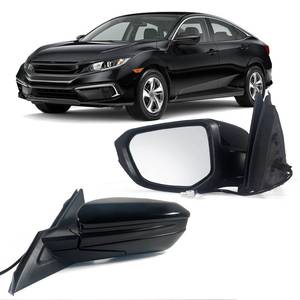 lot 11259 image: Lqito Left Driver Side Door Mirror For 2016-2021 HONDA CIVIC LX SE Sport with Power Mirror Manual Folding Non-Heat Match to Black Replace 76258-TBA-A02ZA HO1320283(3 Pins)