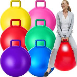 lot 11280 image: Lewtemi 6 Pcs Hopper Ball for Adults 29 Inch Jumping Hopping Inflatable Bouncing Ball with Handle and Air Pump for Indoor Outdoor Games Sport Exercise Fun Easter Basket Stuffers Gifts(Rainbow Colors)