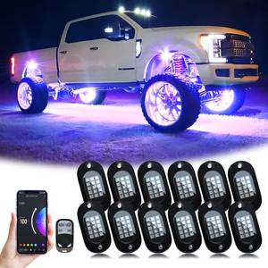 lot 11285 image: YiLaie RGB LED Rock Lights, 180 LEDs Lights with Phone AppRemote Control & Timing & Music Mode Rock Lights Kits, Waterproof Underglow Light for ATV RZR UTV SUV Off Road AUTO Motorcycle (12 Pods)
