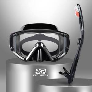lot 12052 image: Snorkel Set Pano 3 Window Adult Snorkeling Gear, Professional Snorkel Goggles Anti-Fog Diving Mask, Anti-Leak Swim Goggles and Dry Top Snorkel for Diving, Snorkeling, Swimming (Black)