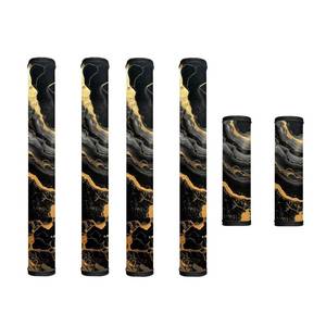 lot 12056 image: Garucesta Fridge Door Handle Covers Set of 6 Waterproof Antiskid Protector Decor Handles for Refrigerator, Microwave, Dishwasher, Kitchen Cabinet, Oven, Black Gold Marble Print (Missing One)