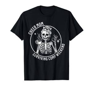 lot 12065 image: Cheer Mom Surviving Comp Weekend Cheerleading Parent Coffee T-Shirt (BlueGrey), 5XL