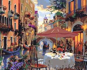 lot 12073 image: Newsight Paint by Numbers for Adults & Kids & Beginners DIY Acrylic Painting Gift Kits Drawing Paintwork with Paintbrushes 16  20inch Venice Street