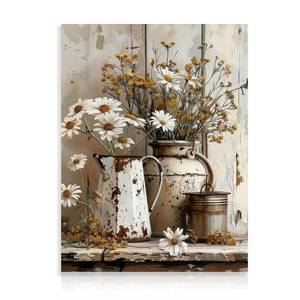 lot 12074 image: Dazzlewall Rustic Daisy Wall Art Farmhouse Bathroom Wall Decor Vintage Country Canvas Wall Art for Bedroom Bathroom 12x16 in Unframed