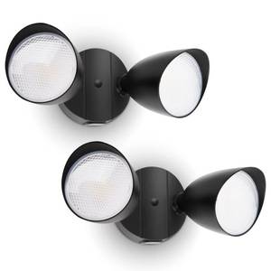 lot 12076 image: UME 2-Packs 2500 Lumen 32 Watt 28 LED Dual-Head Floodlight Outdoor, Full Metal Design, Waterproof Exterior Security Wall Light 5000K for Patio, Garden, Yard-Black