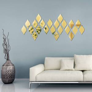 lot 12085 image: Weysat 30 Pcs Mirror Wall Stickers Decor Acrylic 3D Tear Drop Decorative Mirrors Stickers Removable Wall Art Decals for Home Living Room Bathroom Office Dormitory Decorations, 6 x 3.3 Inch(Gold)