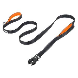 lot 12098 image: Strong Heavy Duty Dog Leash - 6ft Reflective Nylon Training Leash with Soft Padded Double Handle & Auto Lock Frog Clip - Safety Traffic Control for Medium Large Small Dogs No Pull Walk BlackOrange,6ft