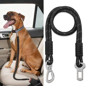 lot 12122 image: Pawaboo Dog Seatbelt for Car, Reflective Rope Dog Dog Car Seat Belt Bungee, Pet Tether Safety Restraint with Heavy Duty Buckle, Dogs Cars Harness Leash with 360° Lockable Buckle, Black