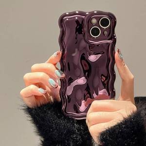 lot 12129 image: FABSPARK Case for iPhone 16 Pro Max,3D Meteorite Bubble Pattern Electroplate Plating Glitter Curly Wavy Frame Glossy Case,Soft TPU Shockproof for iPhone 16 Pro Max 6.9 inch,Purple