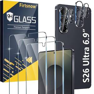 lot 12134 image: firtstnow 3 Pack for Samsung Galaxy S26 Ultra Screen Protector Tempered Glass  3 Pack Camera Lens Protector, Military Grade Shatterproof, 9H Hardness, Fingerprint Unlock,Case Friendly 6.9 Inch
