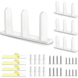lot 12135 image: 4 Pack Plastic Siding Closet Door Floor Guide, Universal Fit for 1-38 Width Doors, Keep Sliding Door Stable with Screws in Two Sizes, Solutions for Home Closet Door Track, White
