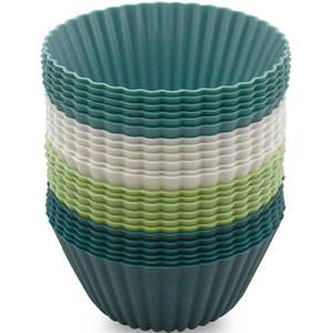 lot 12140 image: 24 Pack Silicone Baking Cups Reusable Muffin Liners Non-Stick Cup Cake Molds Set Cupcake Silicone Liner Standard Size Silicone Cupcake Holder Silicon Cups for Baking Bpa Free (4 Colors)