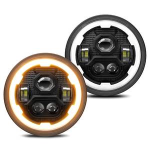 lot 12144 image: DriSentri 2pcs 7 Inch Led HeadLights, DC12-24V 200W 6000K3500K DOT Approved HiLo Beam DRL Round LED Light Compatible With Jeep Wrangler JKTJLJ
