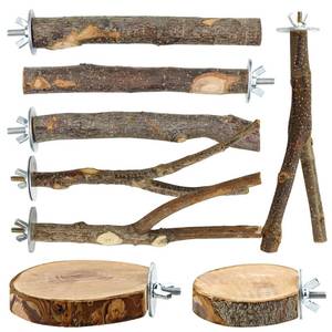 lot 12148 image: CZWESTC 8 PCS Bird Perch Set for Cage - Natural Apple Wood Platforms & Hardwood Branches for Parakeets, Budgies, Cockatiels - Small Bird Habitat Gym, Climbing Stand & Safe Chew Toys