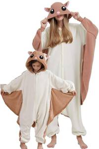lot 12153 image: DarkCom Animal Onesie for Kids,Flannel Cosplay Flying Squirrel Halloween Costume Parent-Child Sleepwear for Girls Boys 12-13 Years