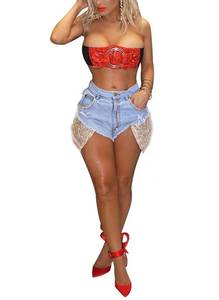 lot 12169 image: SIAEAMRG Womens Juniors Denim Shorts, High Waisted Glitter Sequin Pockets Short Pants Jeans (Sequin Light Blue, M)