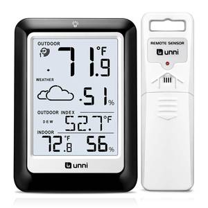 lot 12170 image: Indoor Outdoor Thermometer Hygrometer Wireless Weather Station, Temperature Humidity Monitor Battery Powered Inside Outside Thermometers with 330ft Range Remote Sensor(Black)