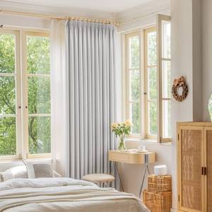 lot 12178 image: OYRING 84 Inch Wide Pinch Pleated Curtains with Tieback, Thermal Insulated Room Darkening Patio Door Curtain Panel Drape for Traverse Rod and Track, 84 W x 84 L, Greyish White, 1 Panel