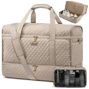 lot 12192 image: LOVEVOOK Large Weekender Bags for Women, Travel Duffle Bag With Shoe Compartment, Overnight Hospital Bag For Women Labor Delivery, Carry on Duffel Bag Personal Item Travel Bag, Yoga Gym Tote, Khaki (Not As Pictured)