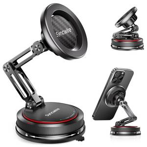 lot 12196 image: SYNCWIRE for MagSafe Car Mount 3-Axis Nano Adhesive Gel  Strong Suction Cup Magnetic Phone Holder for Dashboard & Windshield, 360° Adjustable for iPhone 17 16 15 14 13 12, Samsung, Carbon Fiber