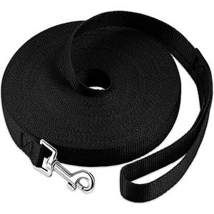 lot 12205 image: Laqibak Training Dog Leash for Small Medium Dogs, Nylon Strong Durable Long Training Leash for Dog Obedience Recall Training Agility Lead to Play, Camp, or Backyard, Black, 20ft x 0.63 inch