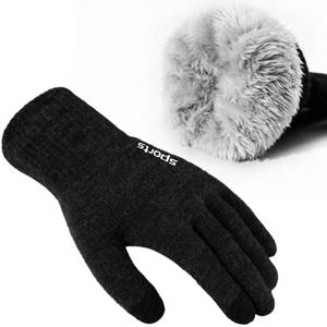lot 12206 image: Trifabricy Winter Gloves for Men Women - Wool Fleece Liner Touchscreen, Thermal Warm Knit, Black, Unisex-Adults, Cold-Weather Gloves