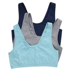 lot 12207 image: Hanes womens Comfortflex Fit Bralette Pack, Stretch Cotton Low-impact Bra, Moisture-wicking Cotton Bralette, 3-pa Bra, 3-pack - Scoop Crop Athletic NavyConcrete HeatherUltra Blue, X-Large US