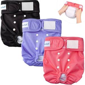 lot 12208 image: Pet Soft Washable Female Diapers (3 Pack) Female Dog Diapers, Comfort Reusable Doggy Diapers for Girl Dog in Period Heat (Sprightly, L)