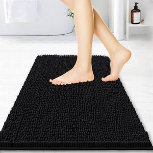 lot 12212 image: BOANKODU Bathroom Rugs 15x23, Extra Soft Absorbent Chenille Bath Rugs, PVC Backing Quick Dry, Machine Washable Bath Mats for Bathroom Floor, Tub and Shower, Home Decor Accessories, Black