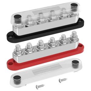 lot 12221 image: DAIERTEK 600A Power Distribution Block 12V Bus Bar Terminal Block 6 x 38 Terminal Studs 12 Volt Marine Bus Bar with Cover Positive & Negative for Automotive Car Boat Solar System