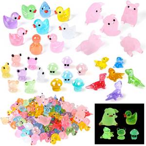 lot 12226 image: Outus 154 Pcs Luminous Mini Resin Animals Glow in The Dark Ducks Tiny Resin Animal Figurines Glow in The Dark Mini Figurines for Micro Garden Landscape Cake Potted Plants Decor Supplies (Classic)