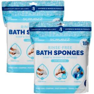 lot 12230 image: Scrubzz Disposable No Rinse Bathing Wipes - All-in-1 Single Use Shower Wipes, Simply Dampen, Lather, and Dry Without Shampoo or Rinsing (Unscented, 2-Pack)