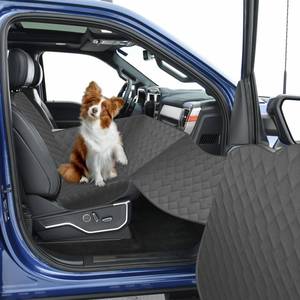 lot 12236 image: nuoozy Dog Truck Seat Cover for Front Seat with Dashboard Door Protector Detachable Washable Pet Seat Travel Hammock Cushion for Pickups (Black)
