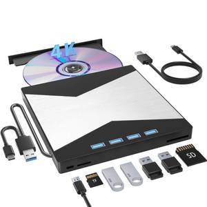 lot 12241 image: External Blu Ray Drives, 4K Portable Blu Ray Burner USB 3.0 Type-C UHD BD Player with SDTF Port, CDDVD Burner RW 3D Blu Ray Drive, External 4k Blu Ray Drive Compatible with Windows Mac OS Laptop
