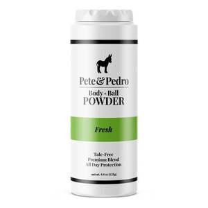 lot 12245 image: Pete & Pedro BODY & BALL POWDER (Fresh Scent), Talc-Free Men��s Body Powder Deodorant for Men, Sweat Absorbs Blocks Odor, Hygiene for Groin Area, Ideal For Gym & Daily Use  Seen on Shark Tank, 4.4 oz